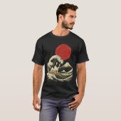 フレンチブルドッグ サーフィン 日本 Tシャツ (正面フル)