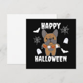 フレンチブルドッグ ハッピーハロウィン 犬の衣装 招待状 (正面/裏面)