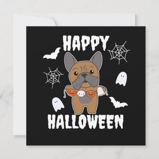 フレンチブルドッグ ハッピーハロウィン 犬の衣装 招待状 (正面)