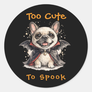 フレンチブルドッグ ハロウィン かわいいコウモリ ラウンドシール