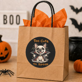 フレンチブルドッグ ハロウィン かわいいコウモリ ラウンドシール