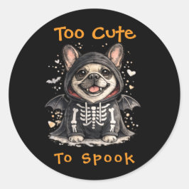 フレンチブルドッグ ハロウィン かわいいスケルトン ラウンドシール