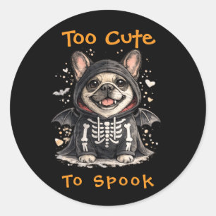 フレンチブルドッグ ハロウィン かわいいスケルトン ラウンドシール