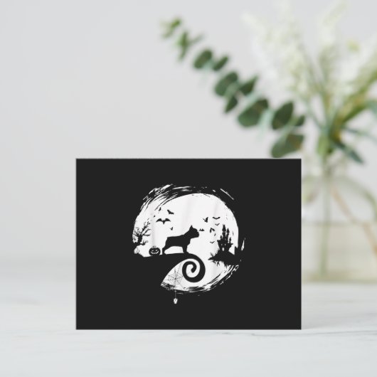 フレンチブルドッグ ハロウィン コスチューム ムーン ギフト シーズンポストカード (スタンド正面)