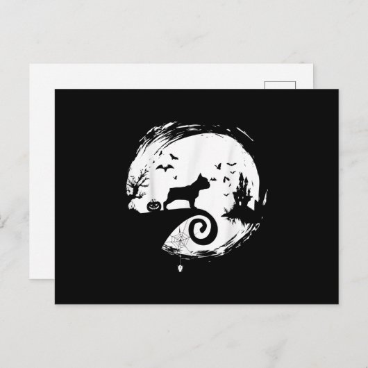 フレンチブルドッグ ハロウィン コスチューム ムーン ギフト シーズンポストカード (正面/裏面)