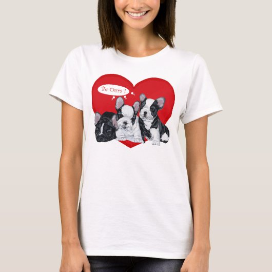 フレンチブルドッグ バレンタイン Tシャツ (正面)