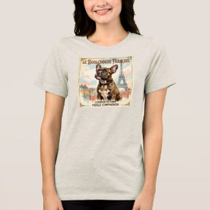 フレンチブルドッグ パリ ビンテージポスター トライブレンドＴシャツ