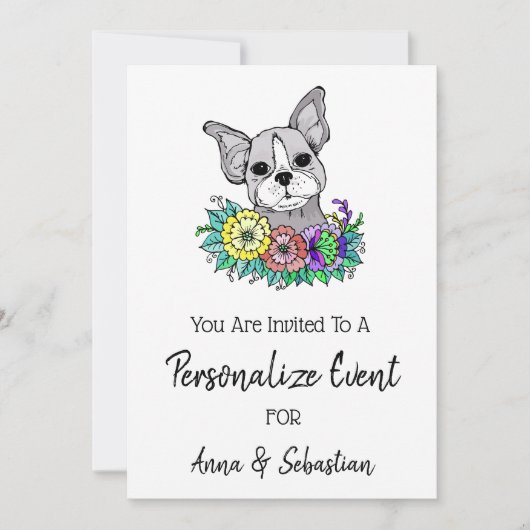 **フレンチブルドッグ フレンチちゃん 可愛いイベントご招待** 招待状 (正面)