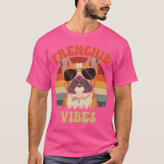 フレンチブルドッグ フレンチィ ヴァイブス レトロ デザイン Tシャツ