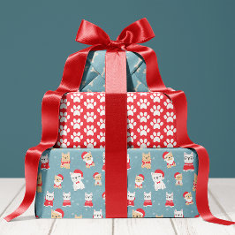 フレンチブルドッグ フレンチー クリスマスパターン ラッピングペーパーシート