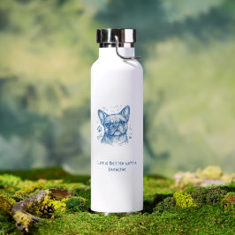 フレンチブルドッグ ブルー ラインアート ドゥードル フレンチブル ウォーターボトル