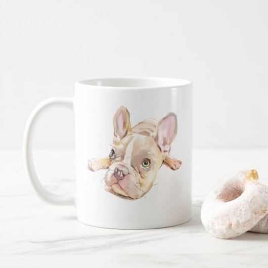 フレンチブルドッグ マグカップ, ドッグマム ギフト, かわいい陶器 コーヒーマグカップ (ドーナツ)