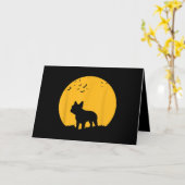 フレンチブルドッグ ムーン ハロウィン インスパイア デザイン カード (黄色い花)