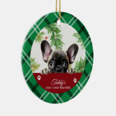 フレンチブルドッグ 初めてのクリスマス パーソナライズ セラミックオーナメント (右)