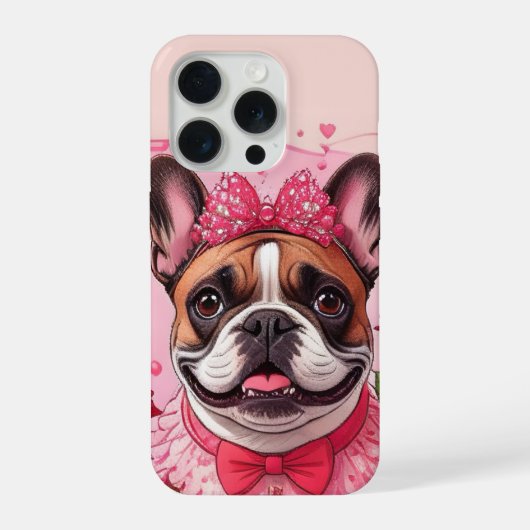 フレンチブルドッグ 恋に落ちて iPhoneケース (裏面)