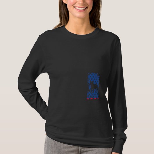 フレンチブルドッグ+愛国心+アメリカ国旗 4t tシャツ (正面)