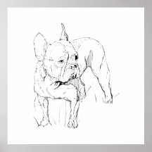 フレンチブルドッグ 手描きの犬のイラスト