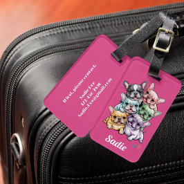 フレンチブルドッグ 旅行好き かわいい ピンク 女性向け ラゲッジタグ