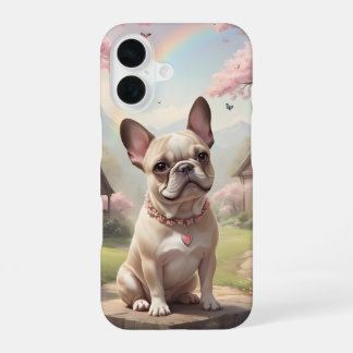 フレンチブルドッグ 桜 レインボー コテージコア iPhone 16ケース