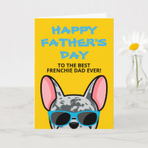 フレンチブルドッグ 父の日の青いブルーマーブル柄カード