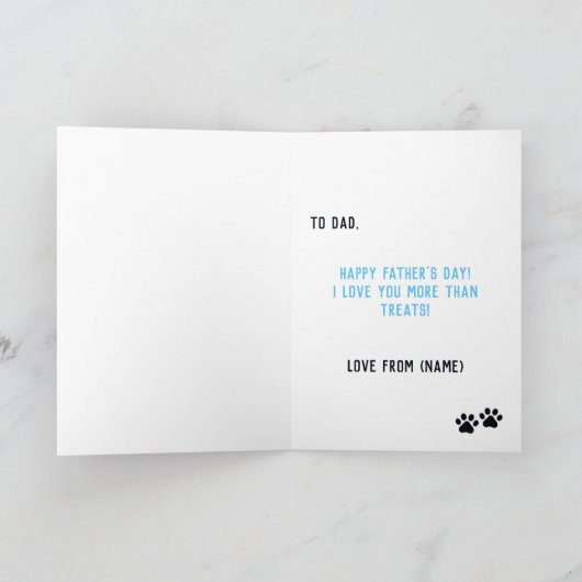 フレンチブルドッグ 父の日の青いブルーマーブル柄カード カード (内部)