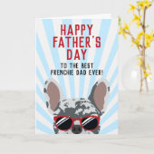 フレンチブルドッグ 父の日の青いブルーマーブル柄カード カード (黄色い花)