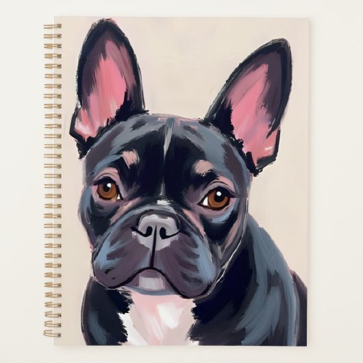 フレンチブルドッグ | 犬のペット絵画 プランナー手帳 (正面)