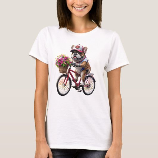 フレンチブルドッグ 自転車 Tシャツ (正面)