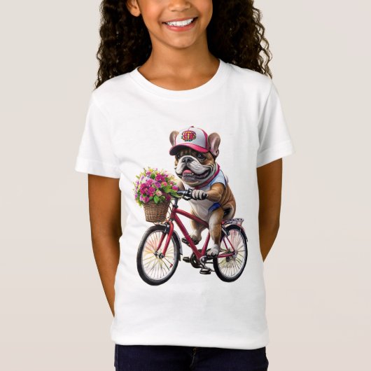 フレンチブルドッグ 自転車 Tシャツ (正面)
