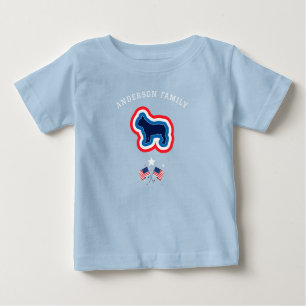 フレンチブルドッグ 赤 白 青 7月4日 犬 ベビーTシャツ