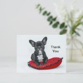 フレンチブルドッグ 黒いクッションの写真 ありがとう ポストカード (スタンド正面)