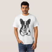 フレンチブルドッグ 黒白 子犬 荒々しい人生 Tシャツ (正面フル)