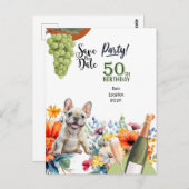 フレンチブルドッグ 50歳の誕生日パーティー ポストカード (正面/裏面)