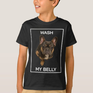 フレンチブルドッグTシャツ お腹洗って Funny Pibble Tシャツ
