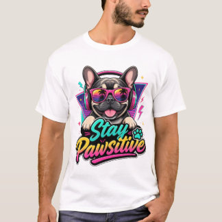 フレンチブルドッグTシャツ ステイポジティブ Tシャツ