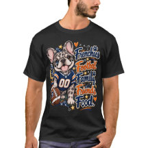 フレンチブルドッグTシャツ フットボールとフレンチブルドッグの秋デザイン