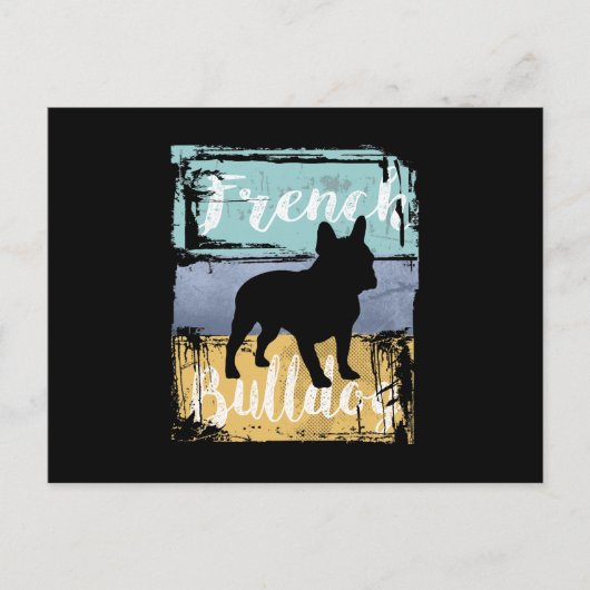 フレンチブルドッグTシャツ - レトロフレンチブルドッグ ポストカード (正面)