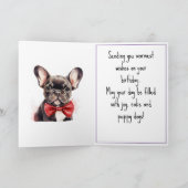 フレンチブルフランスのドッグパピードドッグ誕生日 カード (内部)