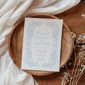 フレンチブルーのアンティーク ブライダルランチョン 招待状