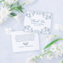 フレンチブルーのシノワズリーフラワーブライダルシャワーフラット