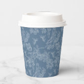 フレンチブルーのシノワズリーフラワーブライダルシャワー 紙コップ (裏面)