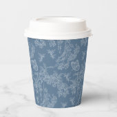 フレンチブルーのシノワズリーフラワーブライダルシャワー 紙コップ (正面)