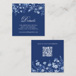 フレンチブルーの結婚式の細部にこだわったワイルドフラワーのQRコード エンクロージャーカード