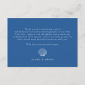 フレンチブルーの貝殻のウェディングサンクスカード エンクロージャーカード (裏面)