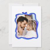 フレンチブルーレトロお洒落ハンドドロードボウ写真 招待状 (裏面)