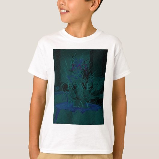 フレンチブルー Love Eat Play 花色いろいろ Tシャツ (正面)