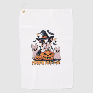 フレンチブードッグ かわいいフレンチブルドッグ ハロウィン ゴースト ドッグ T ゴルフタオル
