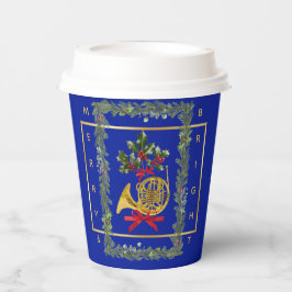 フレンチホルンのクリスマス ロイヤルブルー紙コップ 紙コップ