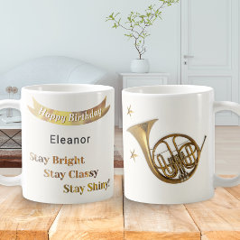 フレンチホルンの音楽好きさんお誕生日おめでとう コーヒーマグカップ