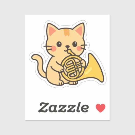 フレンチホーン 猫 かわいい アート シール (シート)